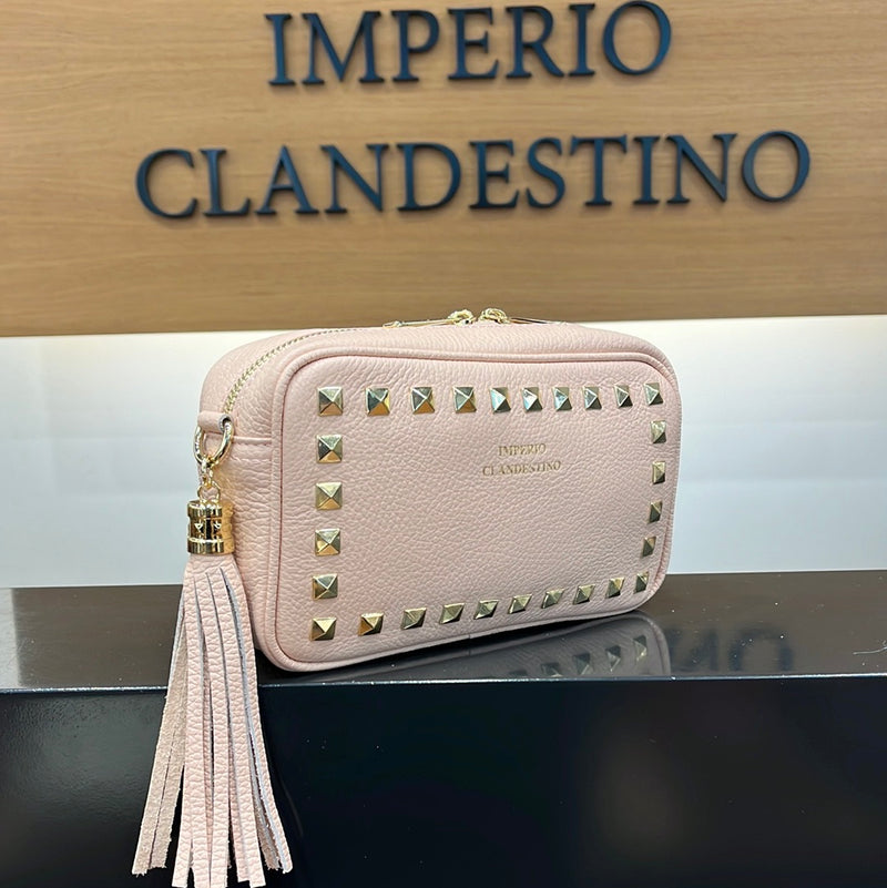 Bolso Wanda Tachas  Oro Piel Nude