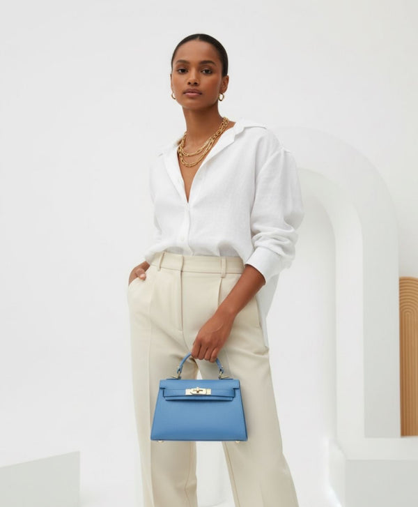Bolso Sol Piel Celeste