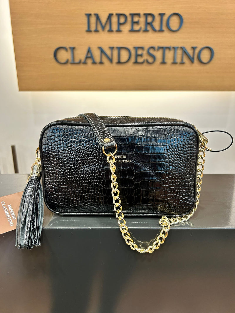 Bolso Wanda Piel Coco Negro