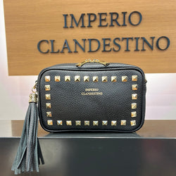 Bolso Wanda Tachas  Oro Piel  Negro