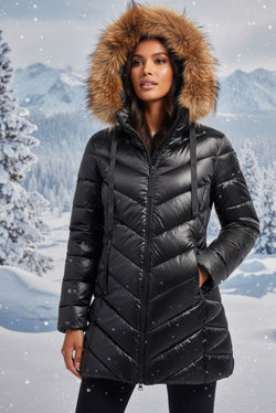 Anorak Pelo Camel Eco Nylon Negro