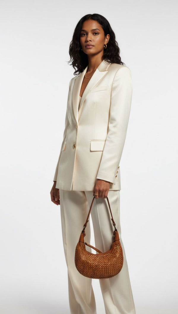 Bolso de Hombro  Piel  Trenzado Camel