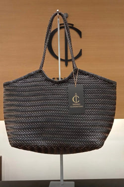 Bolso Shopping Piel  Trenzado Negro