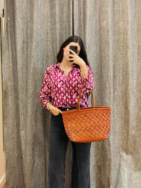 Bolso Shopping Piel  Trenzado Cuero
