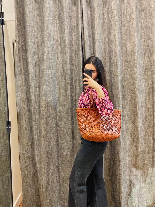 Bolso Shopping Piel  Trenzado Cuero