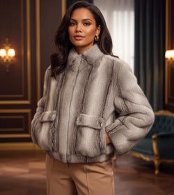 Cazadora Bomber Pelo Gris