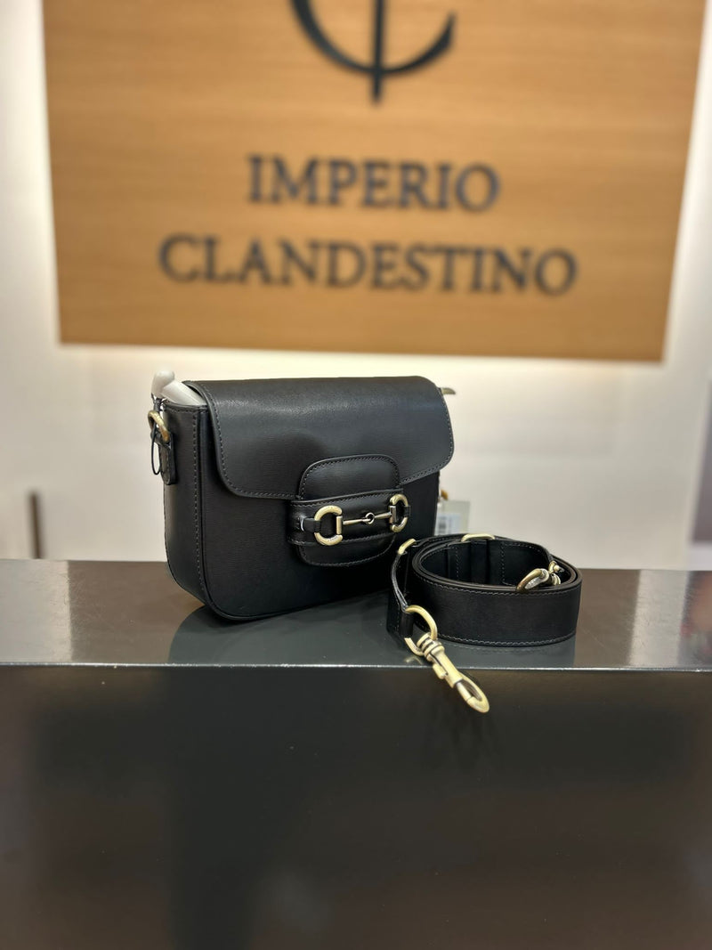 Bolso Bandolera Estribo Piel Negro