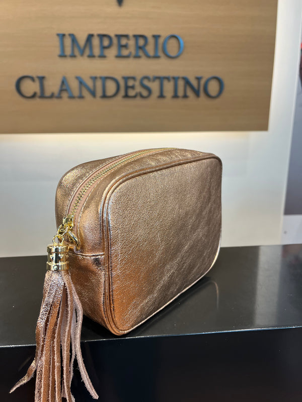 Bolso Wanda M Piel Rosa Metal