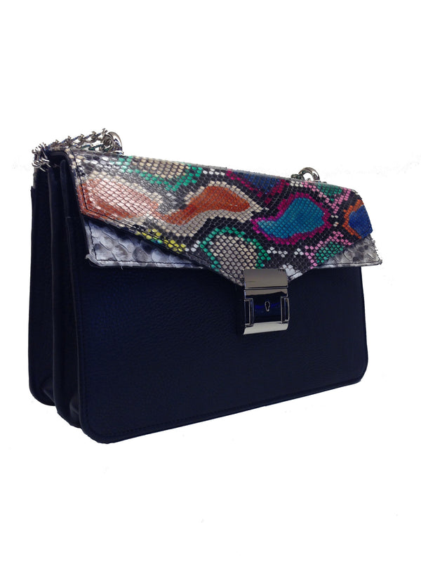 Bolso Esther Pitón Multicolor Piel Negro