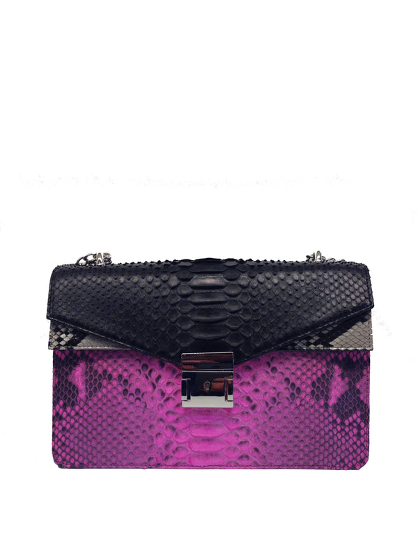 Bolso Esther Pitón Negro Rosa