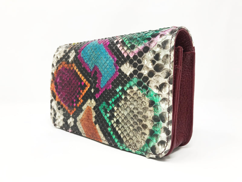 Bolso Rebel Small Pitón Multicolor Piel Burdeos