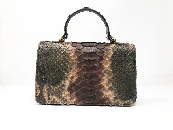 Bolso Rebel Medium Pitón Camuflaje Piel Negro