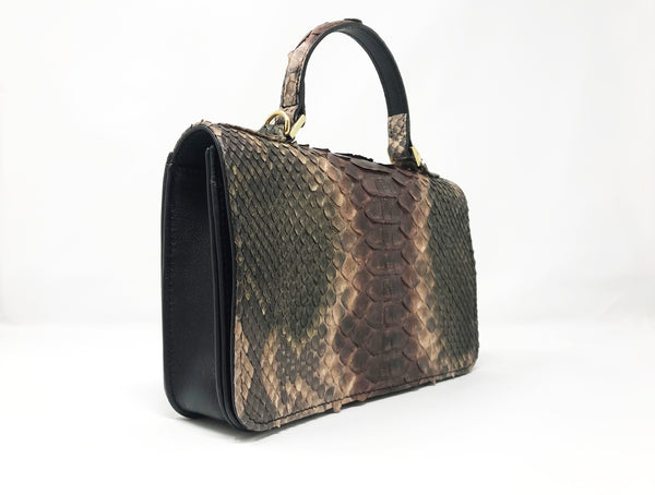 Bolso Rebel Medium Pitón Camuflaje Piel Negro