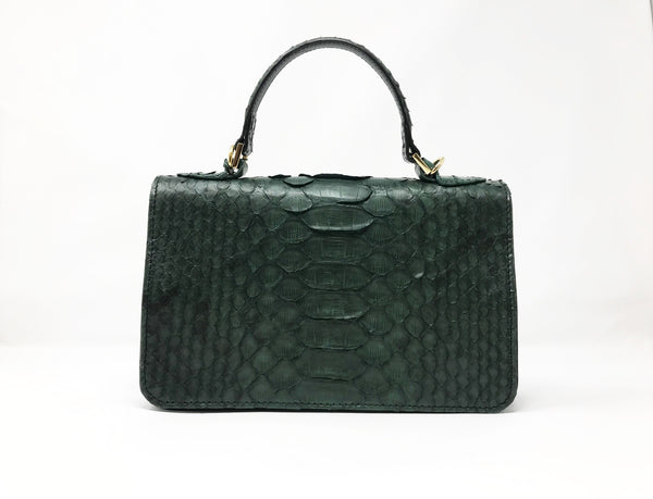 Bolso Rebel Medium Pitón Verde Piel Negro