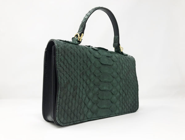 Bolso Rebel Medium Pitón Verde Piel Negro