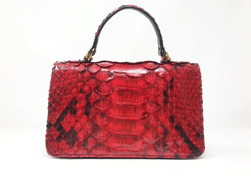 Bolso Rebel Medium Pitón Rojo Piel Negro