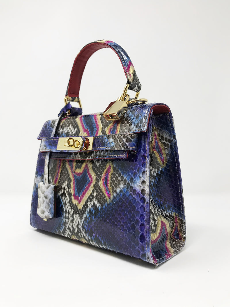 Bolso Luna Mini Pitón Fantasía Azul-Violeta-Oro