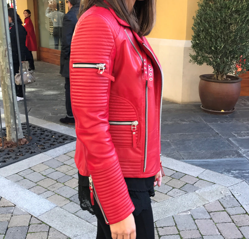 Sara Jacket Piel Rojo