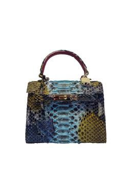 Bolso Luna Mini Pitón Fantasía Azul Amarillo