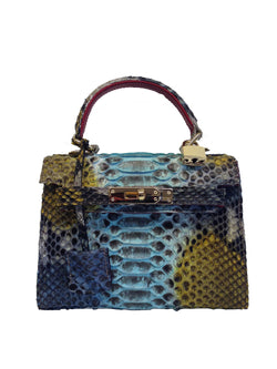 Bolso  Luna Medium   Pitón Azul Amarillo Fantasía