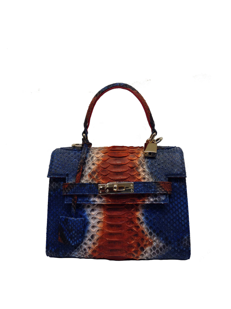 Bolso Luna Mini Pitón Azul Naranja Fantasía