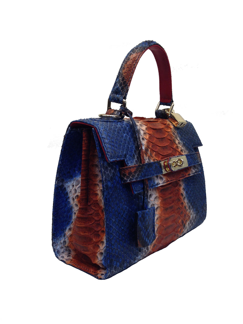 Bolso  Luna Medium   Pitón Azul Naranja