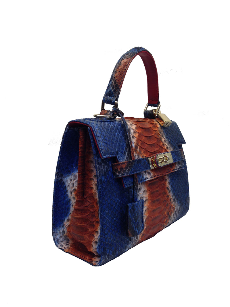 Bolso Luna Mini Pitón Azul Naranja Fantasía