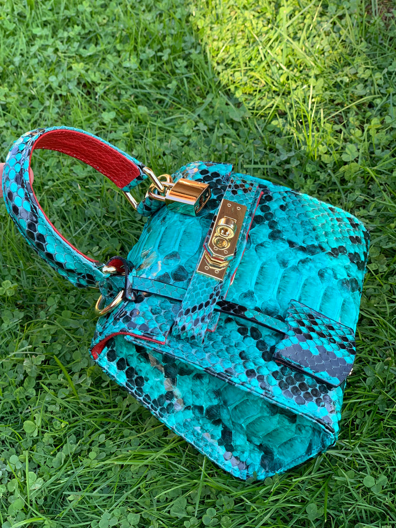 Bolso Luna súper mini Pitón Verde esmeralda