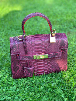 Bolso Luna Medium Pitón Burdeos