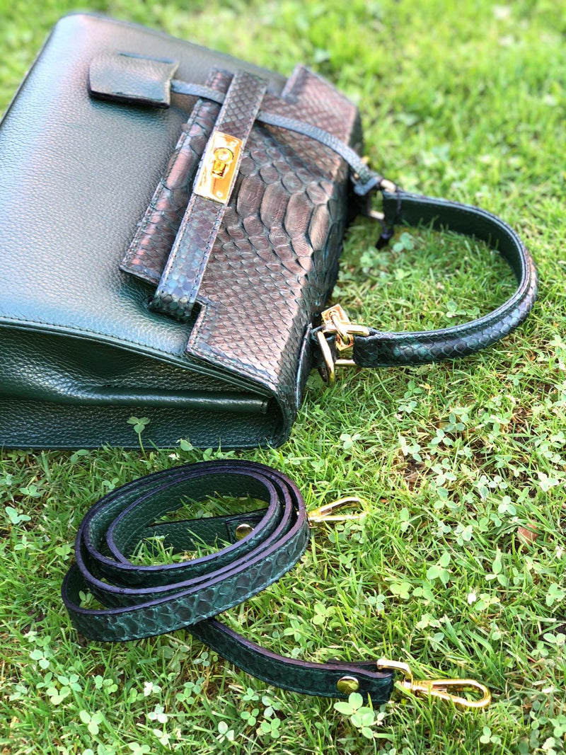 Bolso  Luna Medium   Pitón Verde Piel Verde