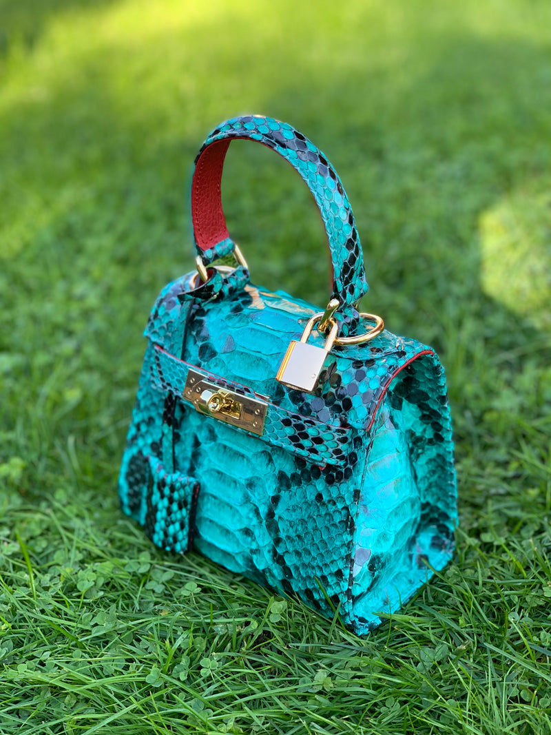 Bolso Luna súper mini Pitón Verde esmeralda