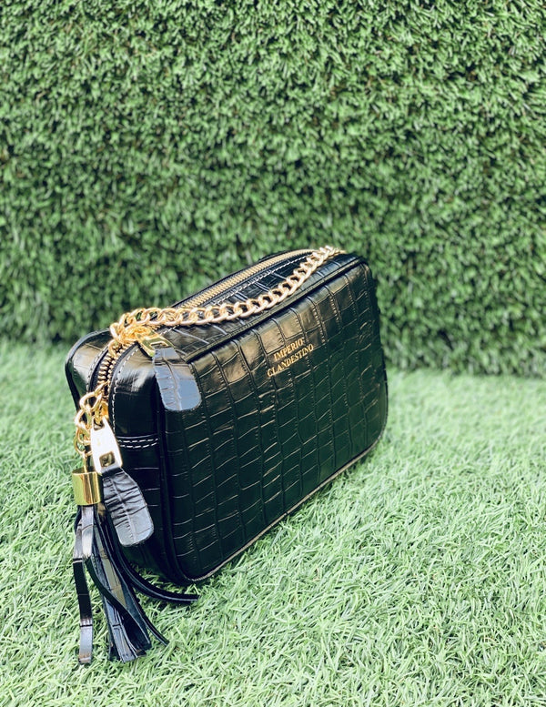 Bolso Wanda Piel Coco Negro Personalizable