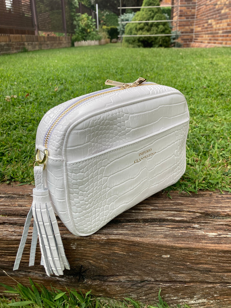 Bolso Wanda Pocket Piel Coco Blanco