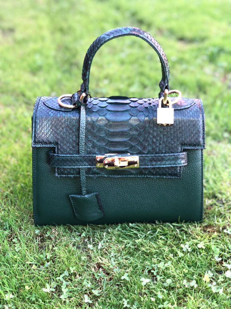 Bolso  Luna Medium   Pitón Verde Piel Verde