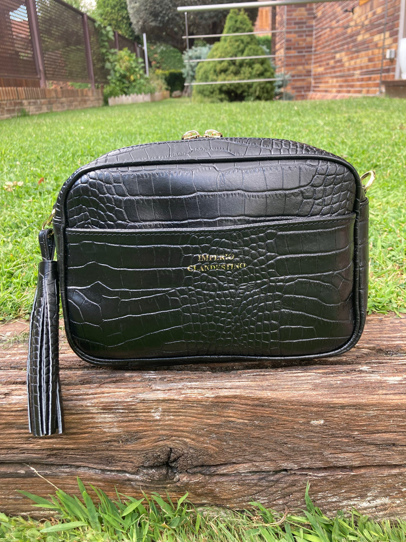 Bolso Wanda Pocket  Piel Coco Negro