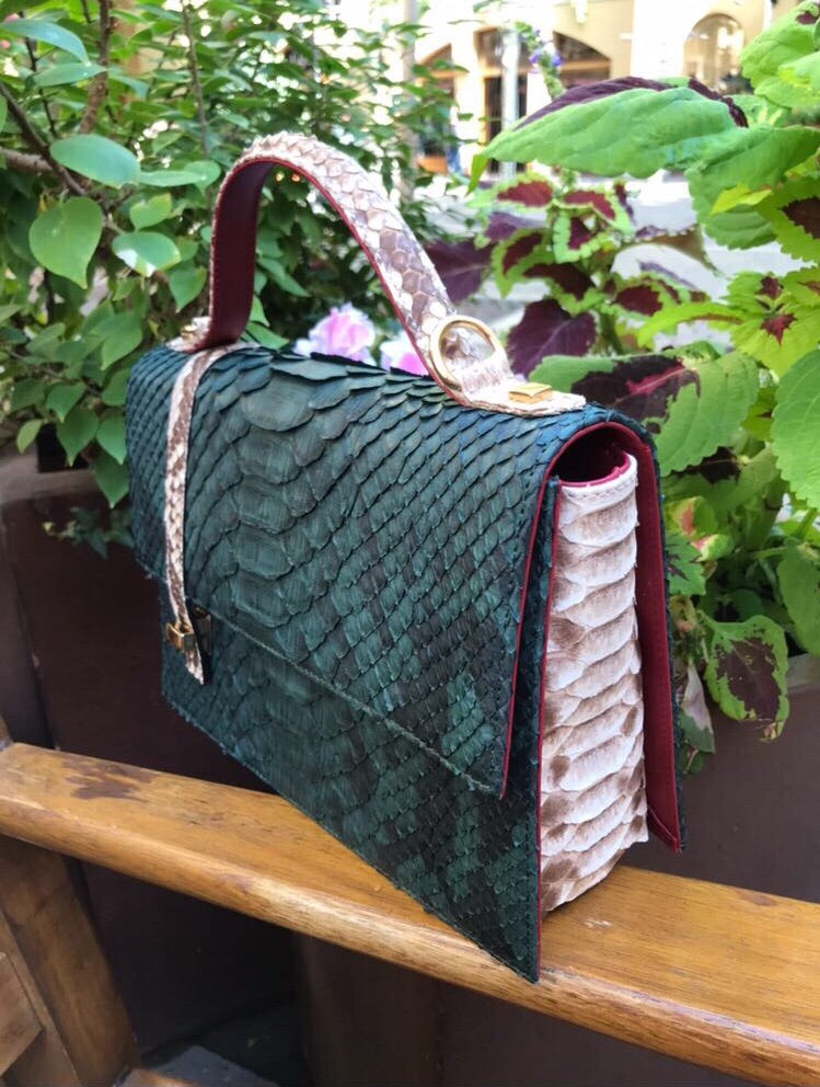 Bolso Verne Big Pitón Verde y Café