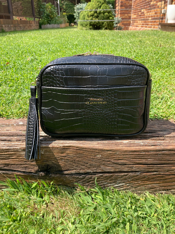 Bolso Wanda Pocket  Piel Coco Negro