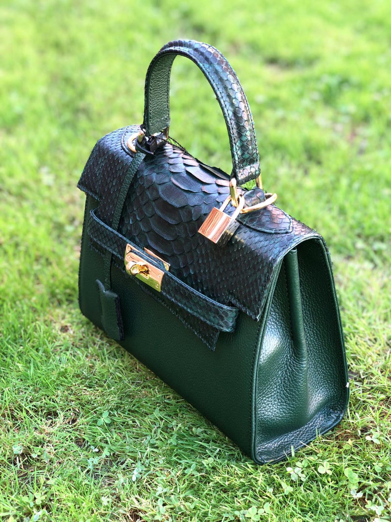 Bolso  Luna Medium   Pitón Verde Piel Verde