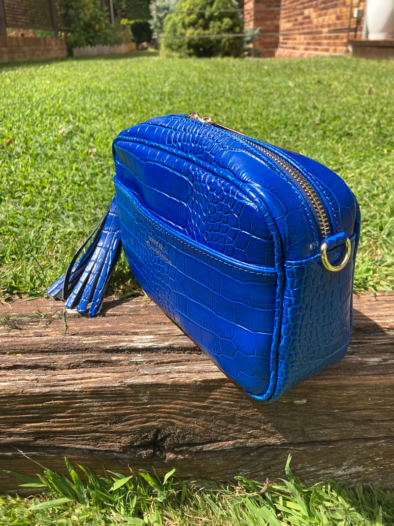 Bolso Wanda Pocket Piel Coco Azul Eléctrico