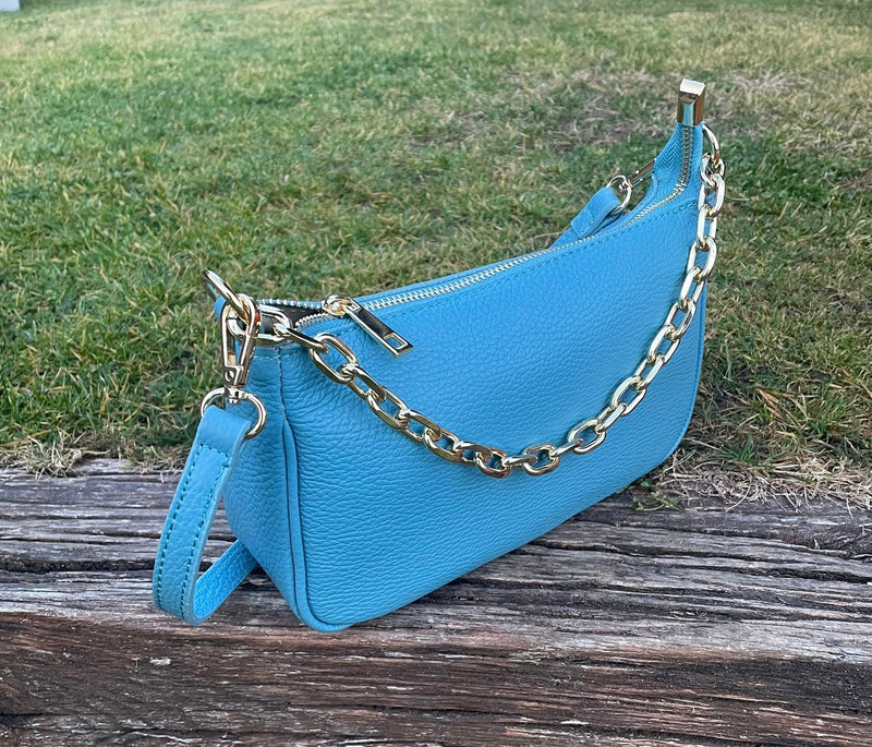 Bolso Marni Cadena Piel Turquesa