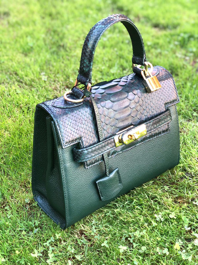 Bolso  Luna Medium   Pitón Verde Piel Verde