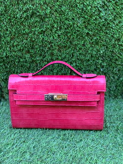 Bolso Jockey Small  Piel  Coco Fucsia