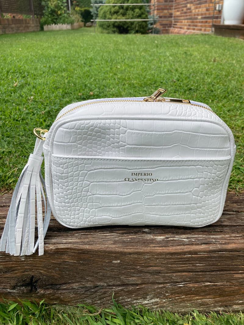 Bolso Wanda Pocket Piel Coco Blanco