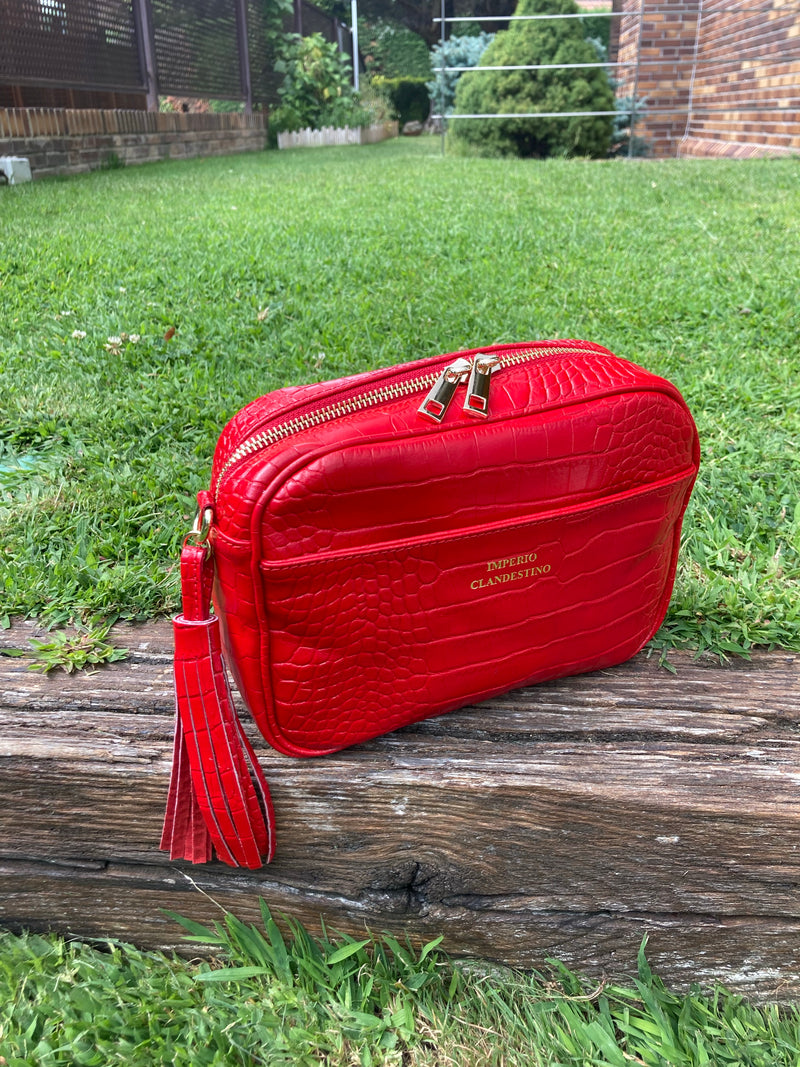 Bolso Wanda Pocket Piel Coco Rojo