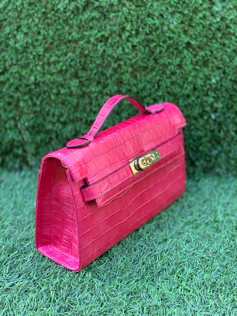 Bolso Jockey Small  Piel  Coco Fucsia