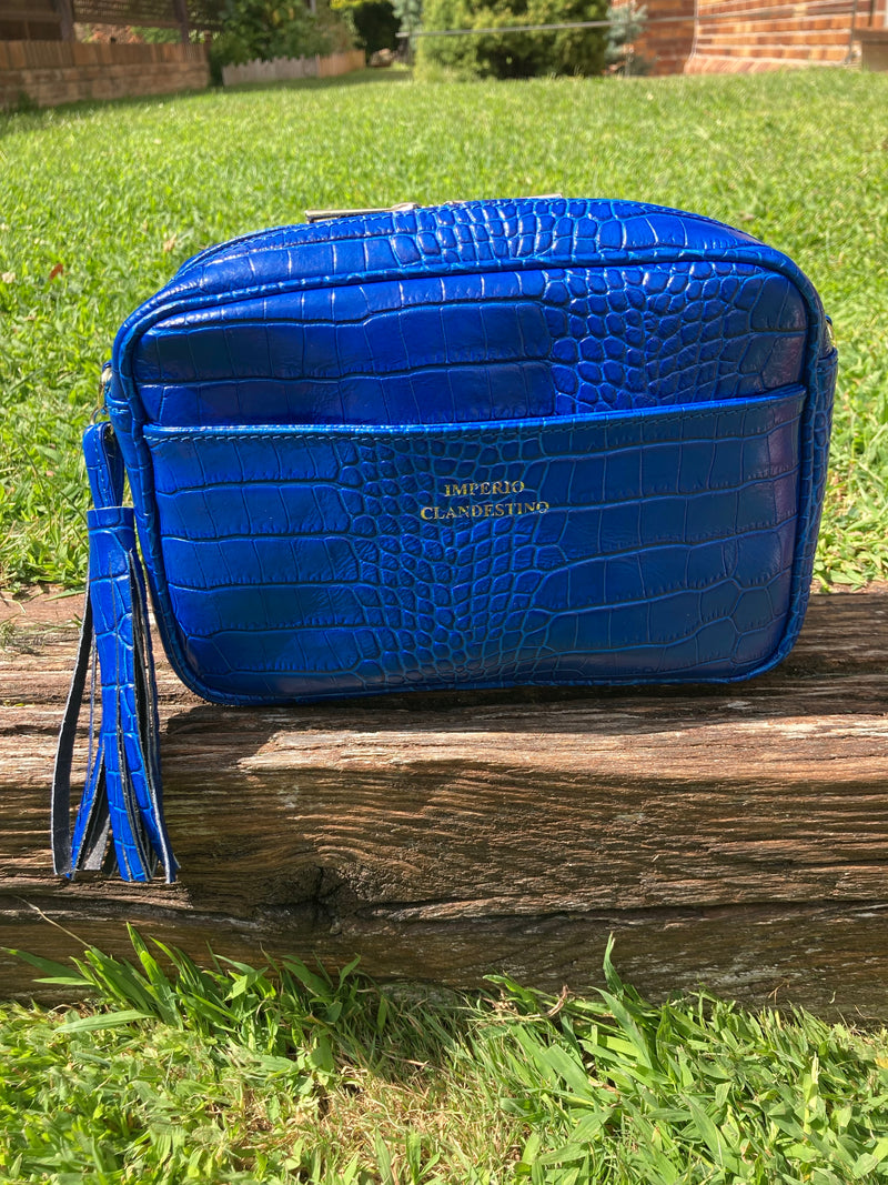 Bolso Wanda Pocket Piel Coco Azul Eléctrico