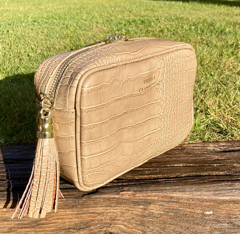 Bolso Wanda Piel Coco Taupe