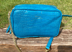 Bolso Wanda Piel Coco Turquesa