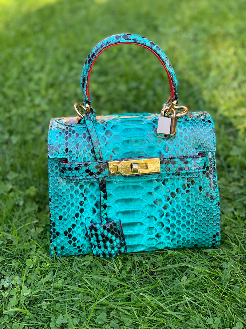 Bolso Luna Mini Pitón Verde Esmeralda