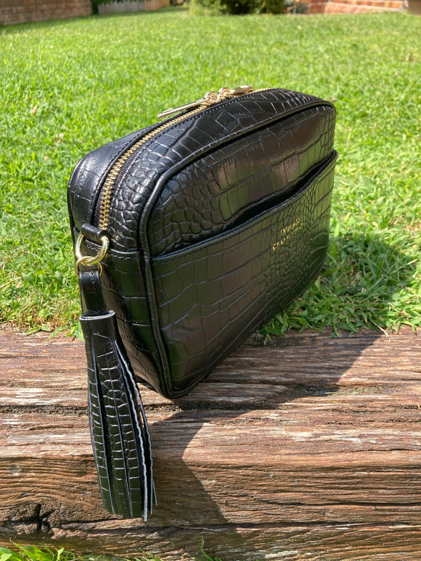 Bolso Wanda Pocket  Piel Coco Negro